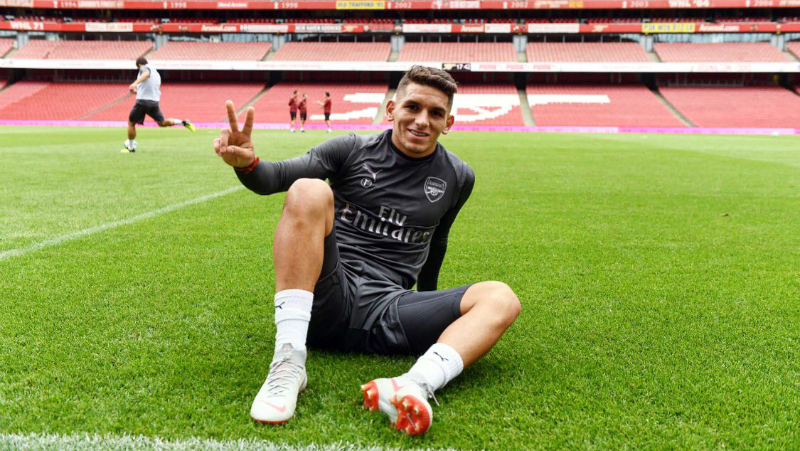 Lucas Torreira en el Emirates. Foto: @LTorreira34